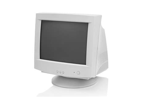 Old Computer Monitor Isolated On White Background Stock Photo