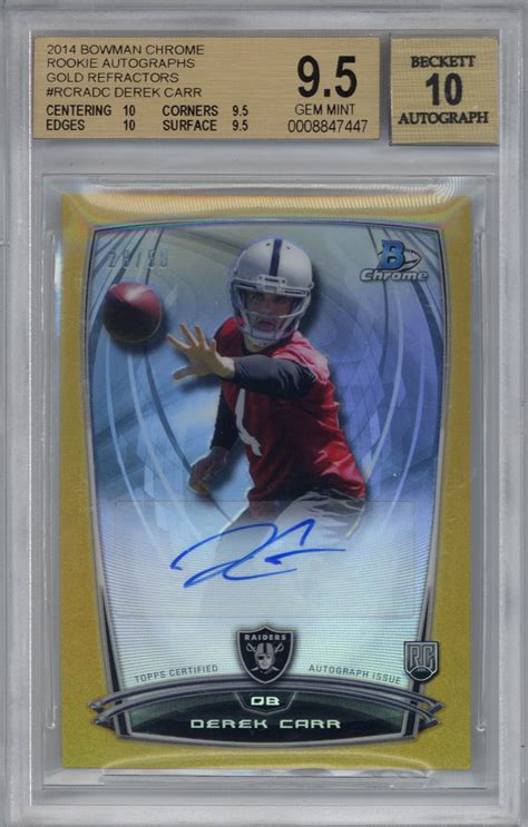 Maybe you would like to learn more about one of these? Lot Detail - Derek Carr Rare 2014 Bowman Chrome Rookie ...