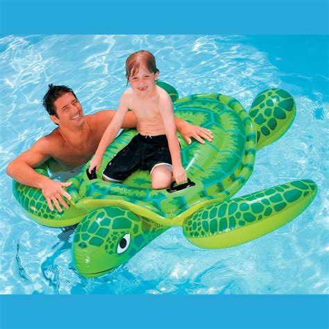 Intex Sea Turtle Ride On Swimming Pool Float Raft Toy Inflatable Beach Toy Gift With Air Pump