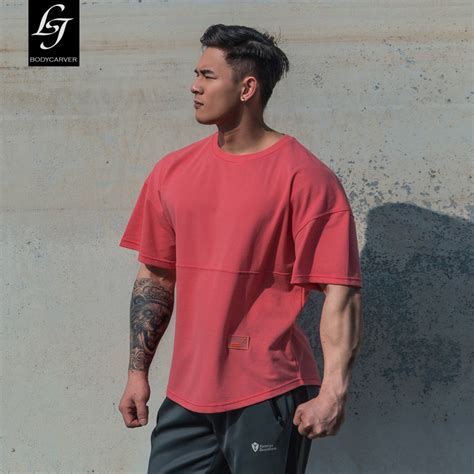 ig hot men gym oversized t shirt 8 colors cotton round collar short sleeve running fitness loose