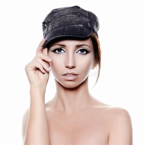 naked girl in cap beauty make up woman stock image image of glance cute 116700025