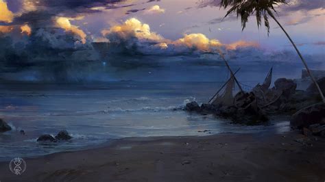 Wallpaper Digital Art Artwork Landscape Sea Beach 1752x985