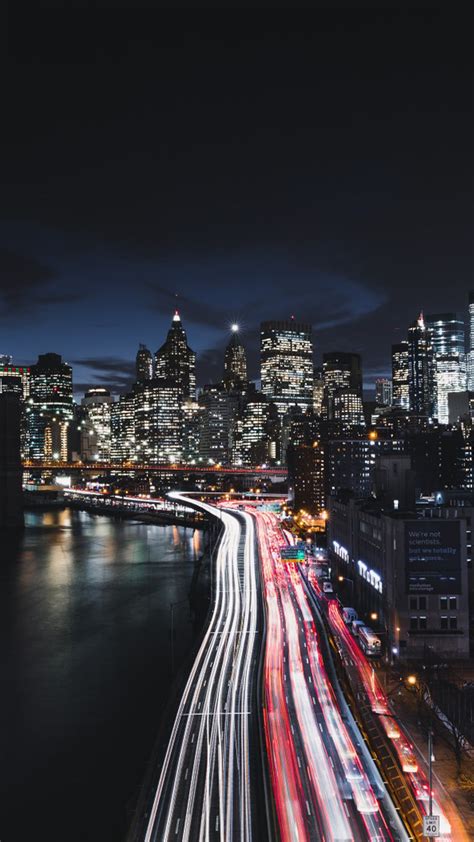 Manhattan New York City Cityscape Night Traffic 4k Ultra