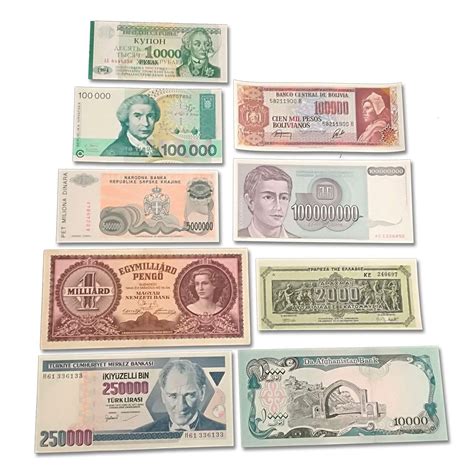 World Banknotes Collection 9 Pieces Of Real Hiperinflation Banknotes