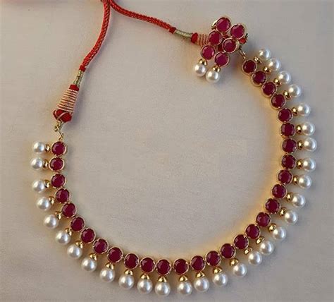 Traditional Ruby Beads Necklace Indian Designs Dhanalakshmi Jewellers