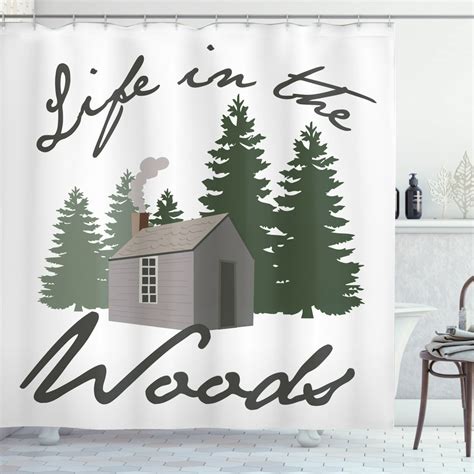 Log Cabin Shower Curtain Image Of A Rustic Lodge In A Forest With Life