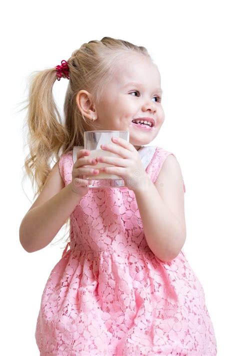 Beautiful Little Girl With A Glass Of Milk Stock Image Image Of Happy