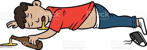 Cartoon Passed Out Drunk Man Vector Illustration Stock Illustration Download Image Now