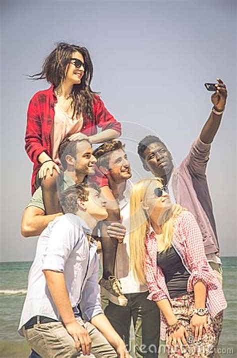 Friends Having Fun While Taking A Selfie Stock Image Image Of