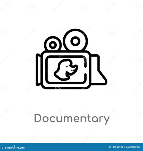 Outline Documentary Vector Icon Isolated Black Simple Line Element