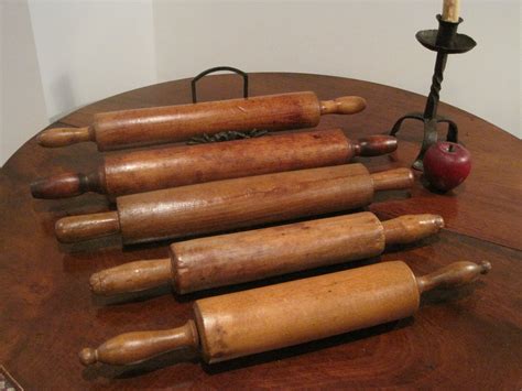 Antique 1700 1800s Wooden Turned And Hand Hewn Rolling Pins North
