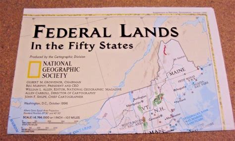 National Geographic October 1996 Map Federal Lands In The Fifty States