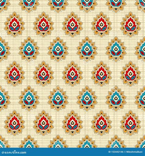 Seamless Traditional Indian Textile Design Background Stock
