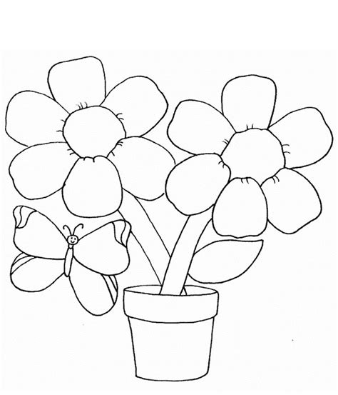Butterfly song (+ coloring pages and worksheets). simple flower coloring page with butterfly for kids ...