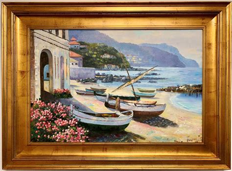 Amalfi Coast Italy Oil On Canvas Painting Classic Imports And Design