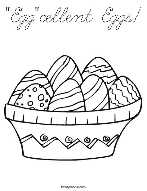 Looking for super cute easter coloring pages? "Egg"cellent Eggs Coloring Page - Cursive - Twisty Noodle
