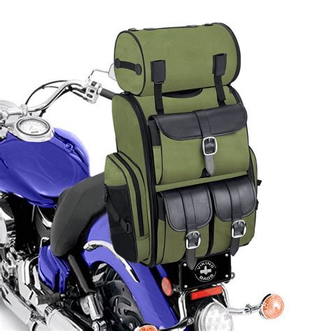 Vikingbag Extra Large Plain Green Motorcycle Sissy Bar Bag Motorcycle