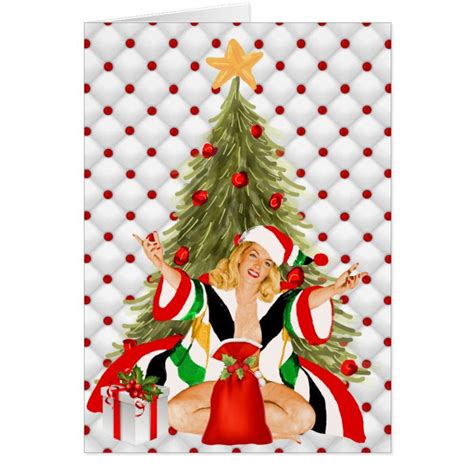 Pin Up Girl Christmas Card Zazzle