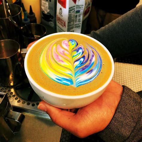 This Wonderful Rainbow Coffee Art Latte Tulip Art Pattern Was Found On