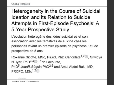 November 2023original Research Heterogeneity In The Course Of Suicidal Ideation And Its