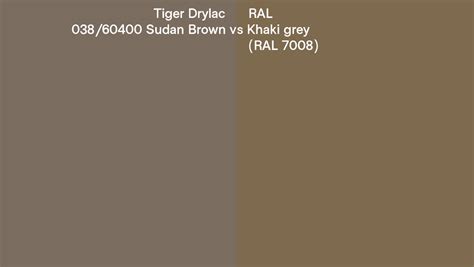 Tiger Drylac 038 60400 Sudan Brown Vs RAL Khaki Grey RAL 7008 Side By