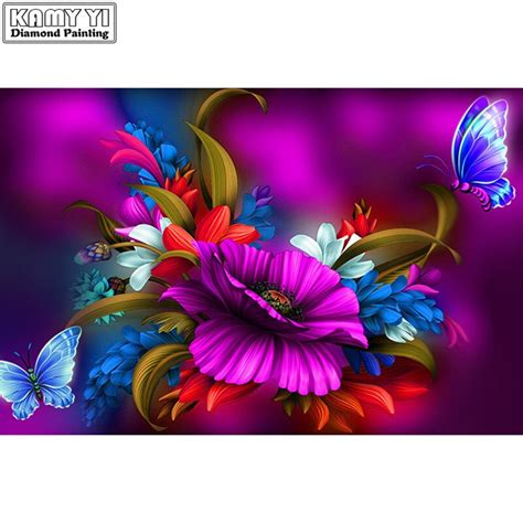 5d Diy Full Square Diamond Painting Cross Stitch Flower Butterfly 1 3d Diamond Embroidery
