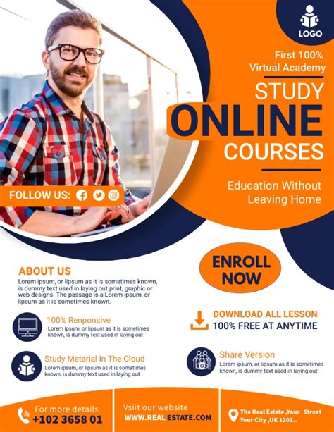 Online Classes Course Flyer Template Postermywall
