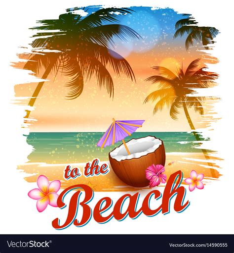 Summer Time Poster Wallpaper For Fun Party Vector Image