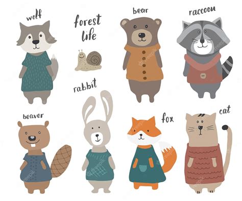 Premium Vector Cute Cartoon Forest Animals Collection Vector Illustration
