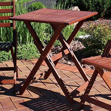 Sunnydaze Meranti Wood Folding Square Bistro Table With Teak Oil Finish