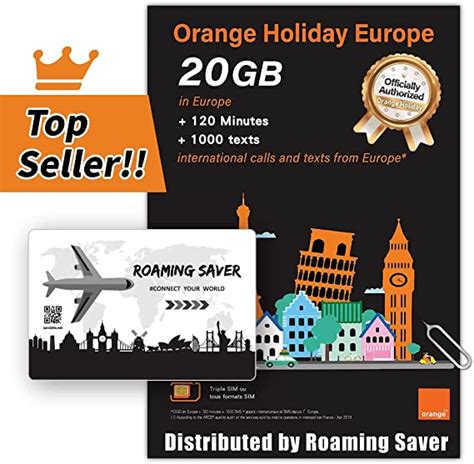 Orange Holiday Europe Prepaid Sim Card Combo Deal 20gb