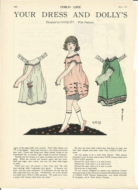 Paper Dolls Child Life Magazine May 1925 Designed By Chiquet