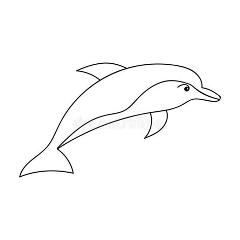 Dolphin icon in outline style isolated on white background ...