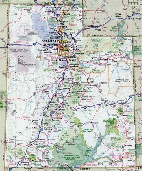 Utah State Highway Map Tourist Map Of English