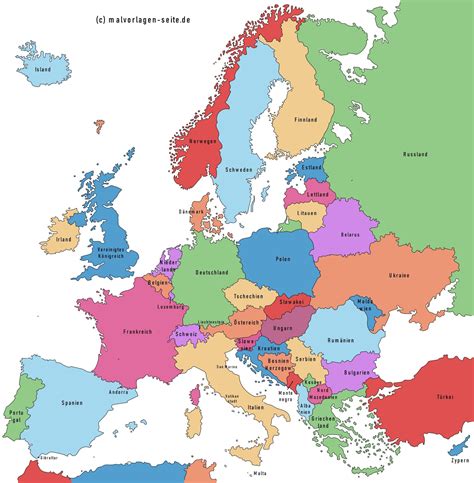 Europakarte Alle Länder In Europa Und Hauptstädte