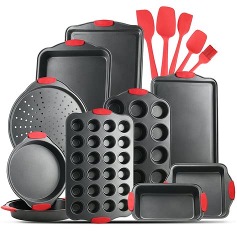 Joytable Nonstick Bakeware Set 15 Pc Baking Tray Set With Silicone Handles And Utensils Oven
