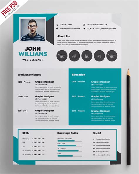 Free Creative Resume Template Psd Preview