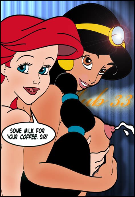 Rule 34 Aladdin Arabian Ariel Col Kink Crossover Disney Female Human Lactation Milk Nipples