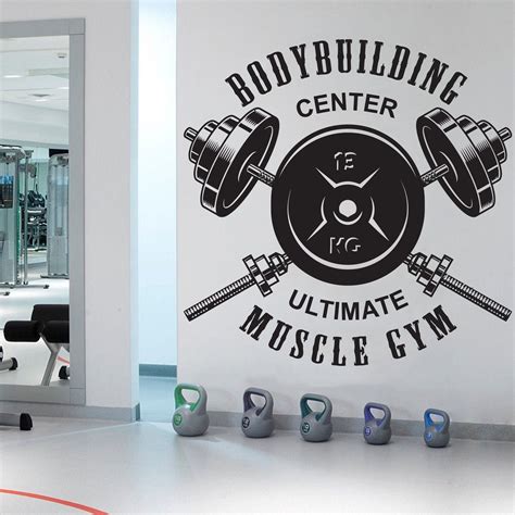 Bodybuilding Center Decal Gym Wall Stickers Bodybuilder Etsy Gym