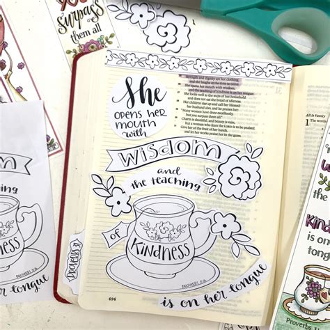 Enjoy and share online (join our bible journal facebook group) Mothers Day Proverbs 31:26 Bible Journaling Printable Coloring Collection