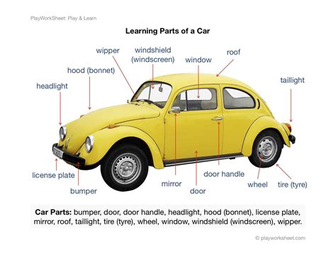 Outside a car parts vocabulary. Learning Car Parts by Picture | Free Printable Worksheets ...