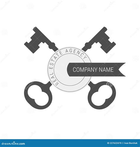 Crossed Keys Emblem Template Flat Vector Illustration Stock Vector