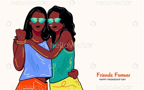 Two Happy Best Friends Hugging Illustration Download Graphics And Vectors