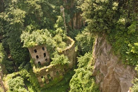 Castle Ruins In A Canyon Of Sorrento Stock Image Image Of Vacation