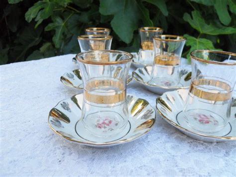 Vintage Turkish Tea Set Set Of Pasabahce Turkish Coffee Cups Etsy