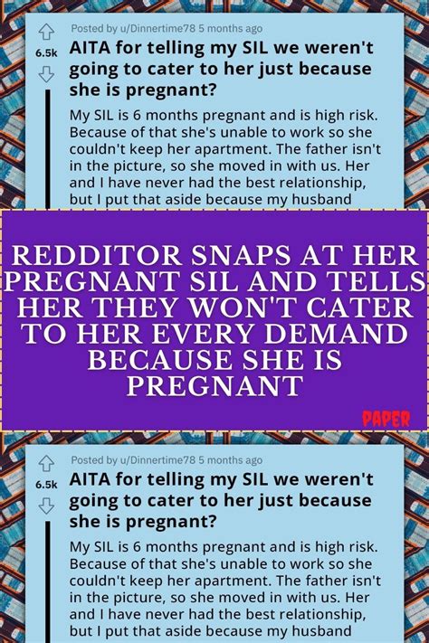 Redditor Snaps At Her Pregnant Sil And Tells Her They Won T Cater To