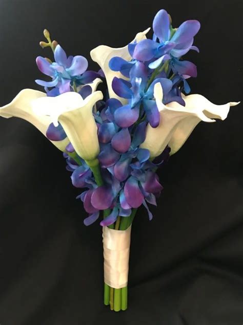 Turquoise And Purple Orchid And Calla Bridal Bouquet Destination Or Not