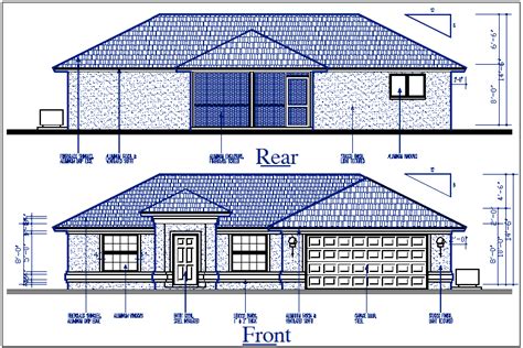 Front And Rear Elevation Details With Dimension Details Dwg File Cadbull