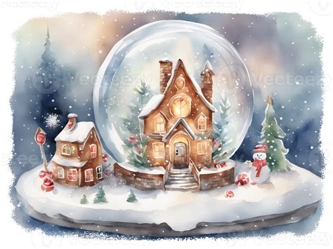 Whimsical Christmas Snow Globe Illustration Ai Generated 27708878 Png