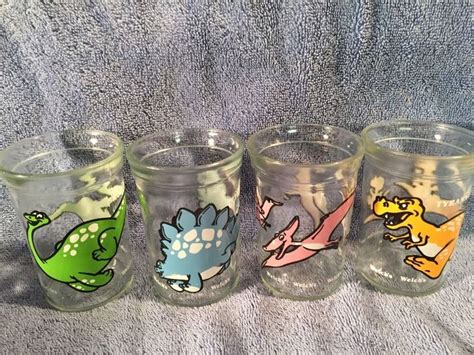 4 Vintage Welchs Dinosaur Jelly Drinking Glasses Drinking Glasses
